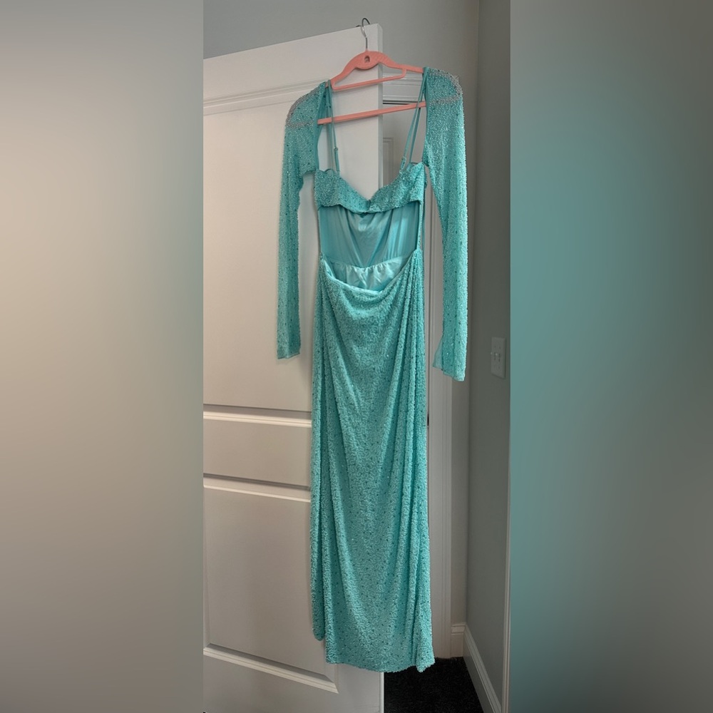 Bodycon Teal Beaded Dress